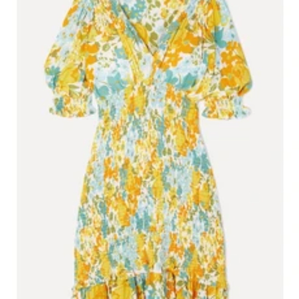 Faithfull the Brand Margherita shirred floral-print crepe mini dress